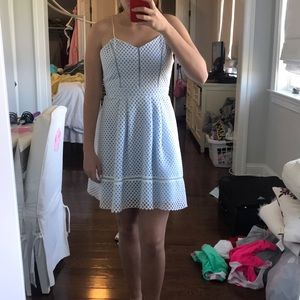 Light blue summer dress with fish net detailing